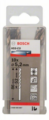    HSS-Co , DIN 338 5,2 x 52 x 86 mm