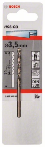    HSS-Co , DIN 338 3,5 x 39 x 70 mm