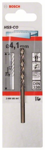    HSS-Co , DIN 338 4,1 x 43 x 75 mm