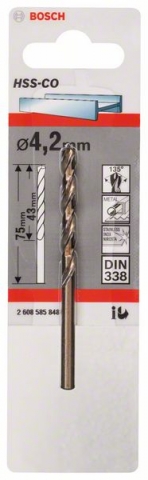    HSS-Co , DIN 338 4,2 x 43 x 75 mm