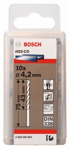    HSS-Co , DIN 338 4,2 x 43 x 75 mm