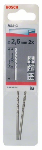    HSS-G, DIN 338 2,6 x 30 x 57 mm