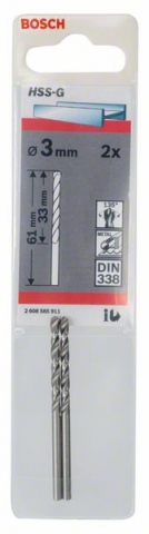    HSS-G, DIN 338 3 x 33 x 61 mm