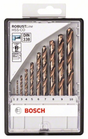 Набор Robust Line из 10 сверл по металлу HSS-Co, 1–10 мм 1; 2; 3; 4; 5; 6; 7; 8; 9; 10 mm