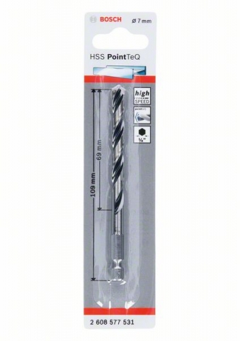 Сверло HSS PointTeQ, 7,0 мм, с шестигранным хвостовиком 7.0 mm