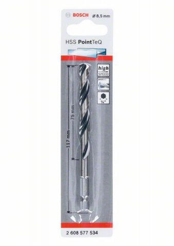 Сверло HSS PointTeQ, 8,5 мм, с шестигранным хвостовиком 8.5 mm