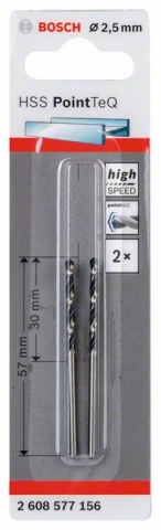 Спиральное сверло из быстрорежущей стали HSS PointTeQ 2,5 мм 