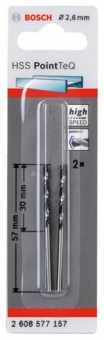 Спиральное сверло из быстрорежущей стали HSS PointTeQ 2,6 мм 