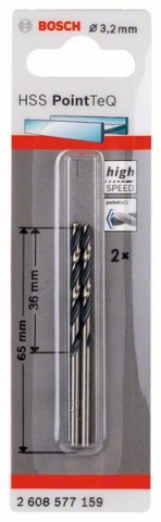 Спиральное сверло из быстрорежущей стали HSS PointTeQ 3,2 мм 