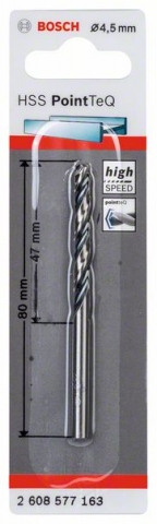 Спиральное сверло из быстрорежущей стали HSS PointTeQ 4,5 мм 