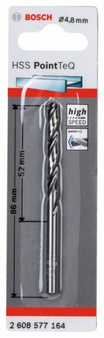 Спиральное сверло из быстрорежущей стали HSS PointTeQ 4,8 мм 