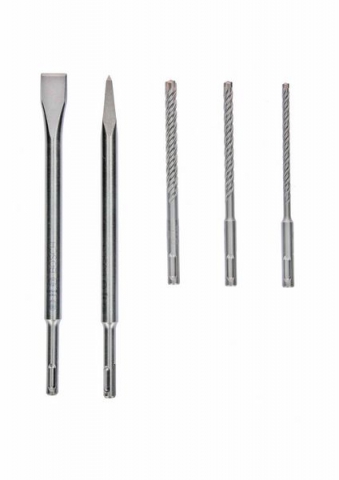   3  SDS plus-5X  2  5pcs SDS plus-5X and chisel set: 6/8/10x100x160, pointed/flat chisel 250mm